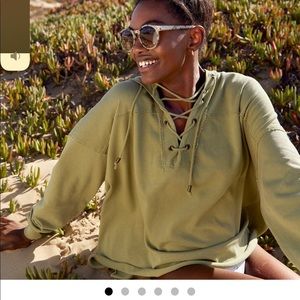 Aerie lace up hoodie